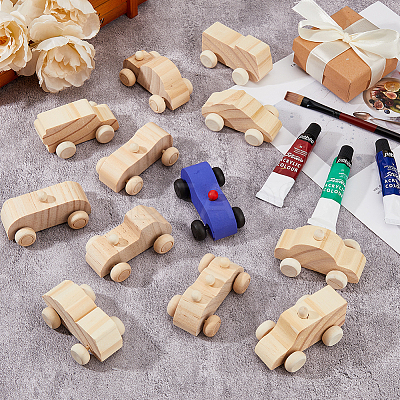 2 Sets 2 Style Unfinished Blank Wood Cars DIY-FH0006-32-1