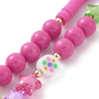 Round & Star Acrylic Beaded Mobile Phone Lanyard Wrist Strap HJEW-JM00815-1