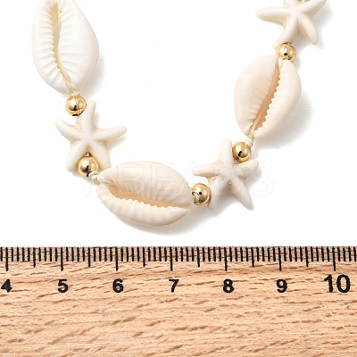 Natural Cowrie Shell & Starfish Synthetic Turquoise Beaded Necklaces for Women NJEW-F356-04G-1