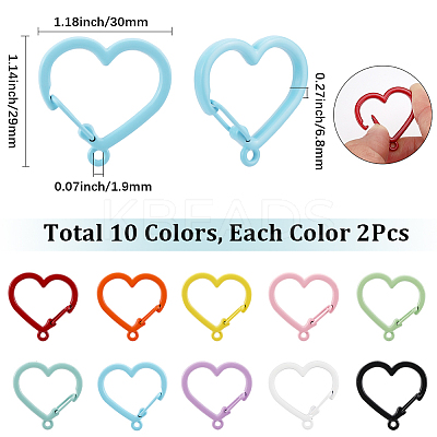 20Pcs 10 Colors Baking Paint Alloy Key Snap Hook Clasps for Keychains FIND-SC0017-48-1