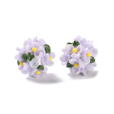 Luminous Polymer Clay Rhinestone Floral Ball Beads CLAY-U002-01D-1