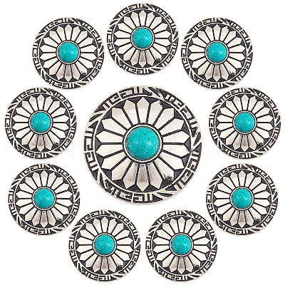 10Pcs 1-Hole Alloy & Turquoise Decorative Rivets FIND-GF0003-47-1