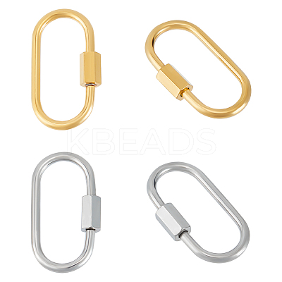 4Pcs 2 Colors 304 Stainless Steel Screw Carabiner Lock Charms STAS-UN0053-34-1