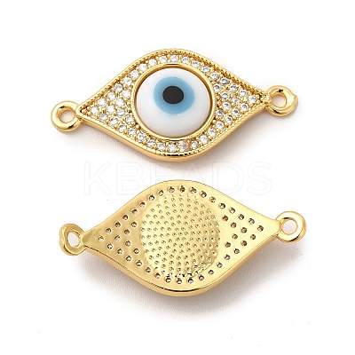 Rack Plating Real 18K Gold Plated Brass Micro Pave Clear Cubic Zirconia Connector Charms ZIRC-L102-02G-05-1