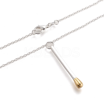 Brass Matchstick Pendant Necklaces LS-NJEW-F279-01S-RS-1