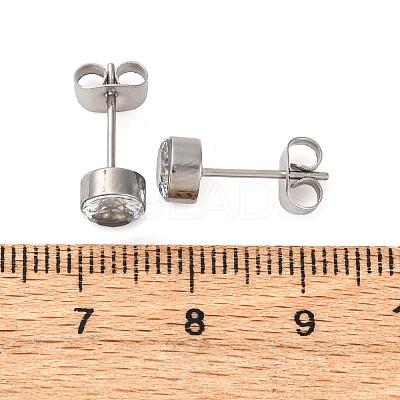 304 Stainless Steel Clear Cubic Zirconia Stud Earrings EJEW-Q044-07P-1