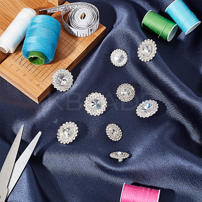 40Pcs 2 Style 1-Hole Zinc Alloy Rhinestone Shank Buttons DIY-GA0003-61-1