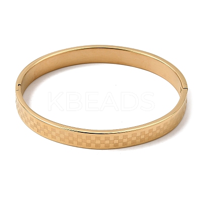 304 Stainless Steel Tartan Textured Hinged Cuff Bangles for Women SA-CBAC920-10G-1