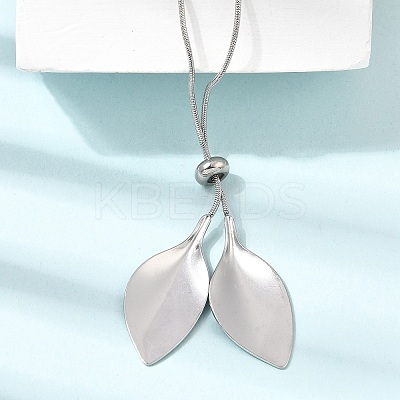 Adjustable 304 Stainless Steel Leaf Pendant Lariat Necklaces for Women SA-CBAB727-03P-1