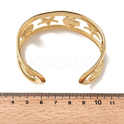 304 Stainless Steel Cuff Bangles for Women BJEW-D384-03G-1