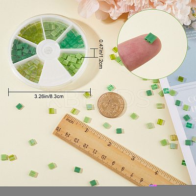 240Pcs 6 Colors Transparent & Opaque 2-Hole Glass Seed Beads SEED-CN0001-12-1