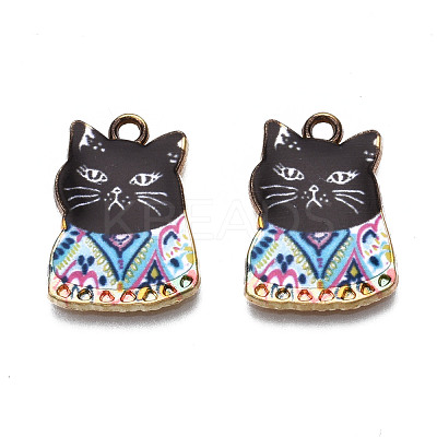 Rack Plating Alloy Enamel Pendants ENAM-T011-144B-1