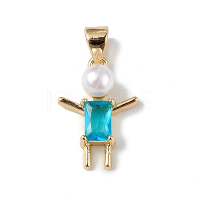 Rack Plating Brass Cubic Zirconia Pendants KK-F848-06G-1