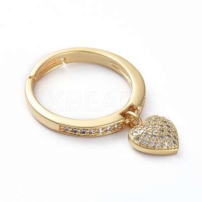 Adjustable Brass Micro Pave Cubic Zirconia Finger Rings RJEW-G096-20G-1