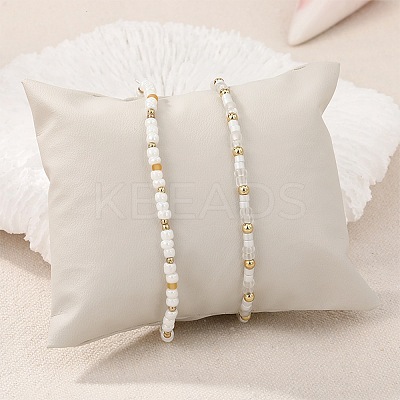 2Pcs 2 Styles Glass Seed Beads Stretch Bracelet Sets BJEW-SW001591-1