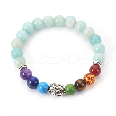 Natural Flower Amazonite Stretch Bracelets BJEW-JB03905-04-1