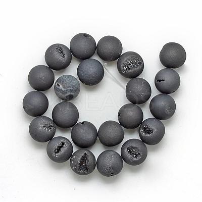 Electroplated Natural Druzy Geode Agate Beads Strands G-S238-18mm-05-1