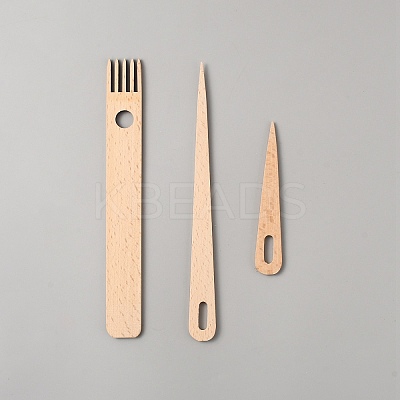 Wood Tapestry Weaving Needle & Weaving Comb Tool Sets for Knitting Loom Accessories TOOL-WH20001-02-1