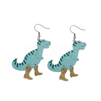 Cute Dinosaur Dangle Earrings with Glitter Boots Cartoon Animal Acrylic Earrings Trendy Jewelry for Women Teens FS-WG8687D-02-1