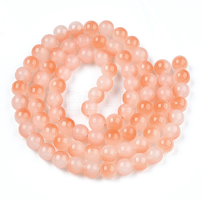 Baking Paint Imitation Jade Glass Round Bead Strands DGLA-N003-10mm-07-1