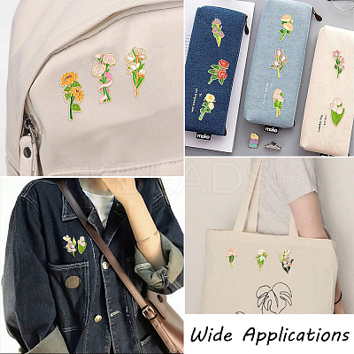 14Pcs 14 Styles Flower Enamel Pins JEWB-CJ0001-75-1