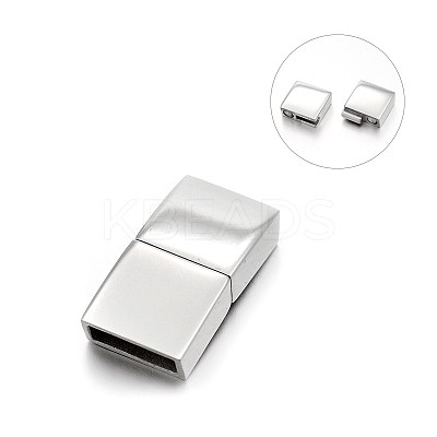 Tarnish Resistant Smooth 304 Stainless Steel Rectangle Magnetic Clasps with Glue-in Ends LS-STAS-E089-42P-1
