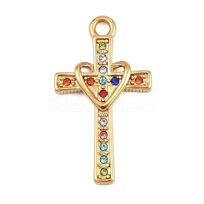 304 Stainless Steel Rhinestone Pendants STAS-P430-01C-G02-1