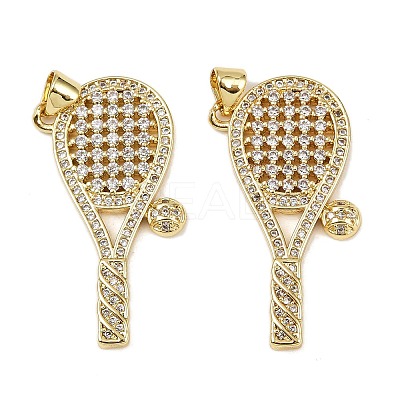 Brass Micro Pave Cubic Zirconia Pendants KK-S526-10G-C-1
