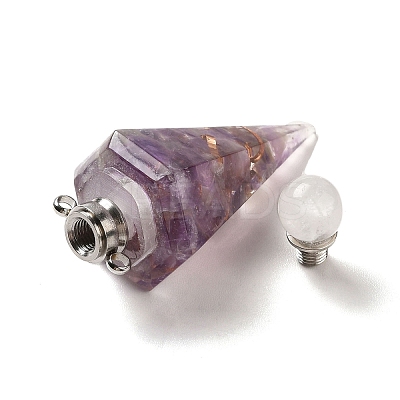 Natural Amethyst Perfume Bottle Pendants G-H285-01P-01-1