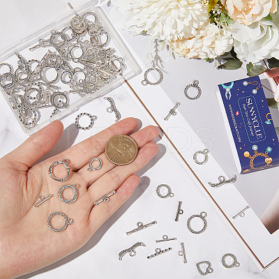 12 Styles Tibetan Style Alloy Toggle Clasps FIND-SC0012-97-1
