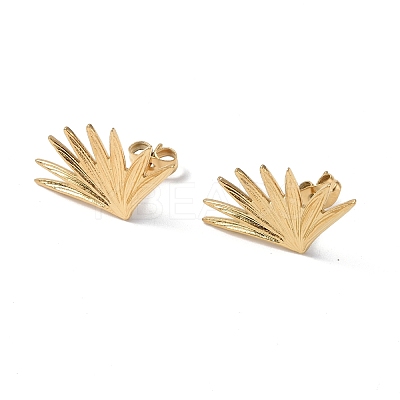 Ion Plating(IP) 304 Stainless Steel Grass Stud Earrings for Women EJEW-F300-04G-1