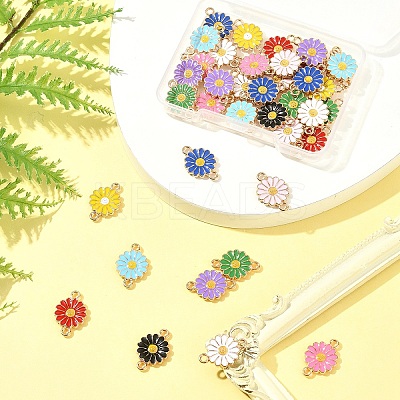 40Pcs 10 Colors Zinc Alloy Enamel Sunflower Connector Charms ENAM-FS0002-43-1