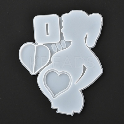 Mother's Day Pregnant Woman Photo Frame Silicone Bust Statue Molds DIY-F065-04-1