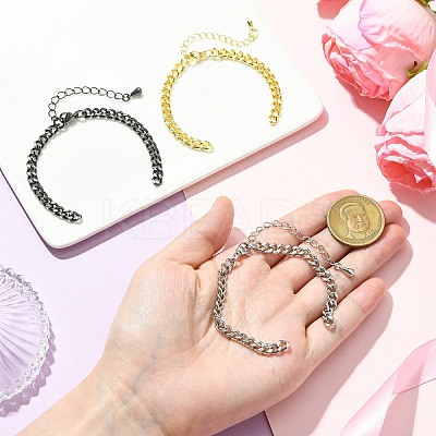 3Pcs 3 Colors Brass Cuban Link Chain Bracelet Making FIND-CJ0004-99-1