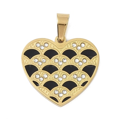 Ion Plating(IP) 304 Stainless Steel Enamel Rhinestone Pendants STAS-Q325-02C-G-1