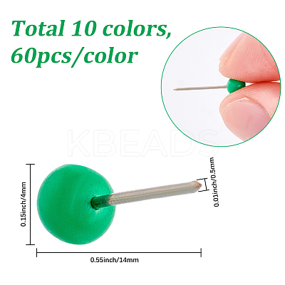 600Pcs 10 Colors Round Stainless Steel Drawing Pins FIND-SP0004-46-1