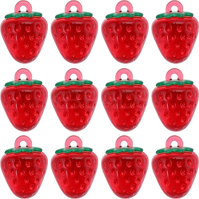 24Pcs Transparent Resin Imitation Fruit Pendants INS-SC0001-01-1