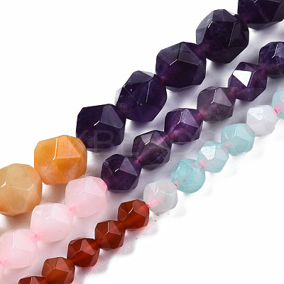 Chakra Theme Natural Tiger Eye & Rose Quartz & Amethyst & Topaz Jade & Red Agate & Amazonite & Sodalite Beads Strands G-S376-002C-1