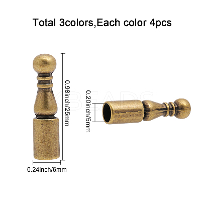 12Pcs 3 Color Alloy Cord Ends FIND-CA0007-14-1