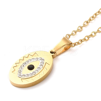 Horse Eye PVD Vacuum Plating 304 Stainless Steel Pendant Necklaces NJEW-G125-02G-1