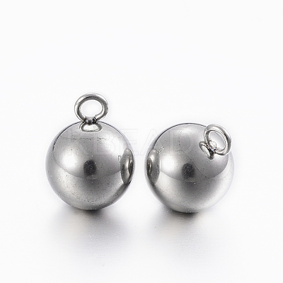 Tarnish Resistant 304 Stainless Steel Sphere Charms X-STAS-H394-12P-1