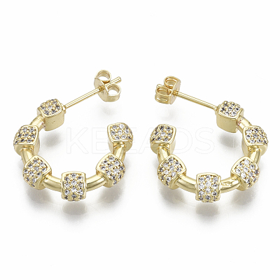Brass Micro Pave Cubic Zirconia Stud Earrings KK-R137-029A-NF-1