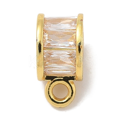 Rack Plating Brass Micro Pave Clear Cubic Zirconia Tube Bails KK-L224-025G-1