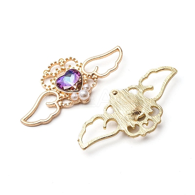 5Pcs 5 Colors Rack Plating Alloy Rhinestone Pendants ALRI-YW0001-19-1