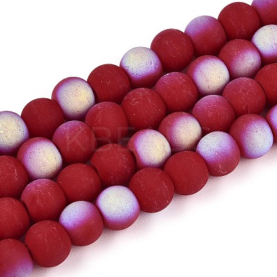 Frosted Opaque Glass Beads Strands GLAA-T032-P6mm-MBB23-1