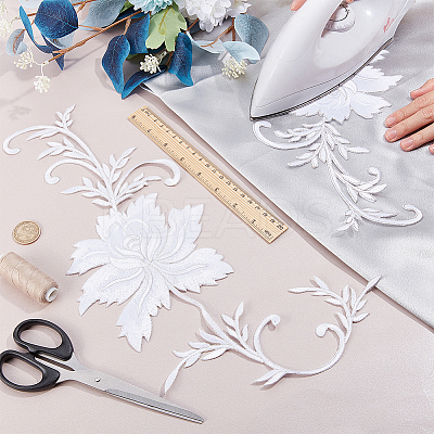 Peony Polyester Embroidery Ornament Accessories PATC-WH0008-04C-1