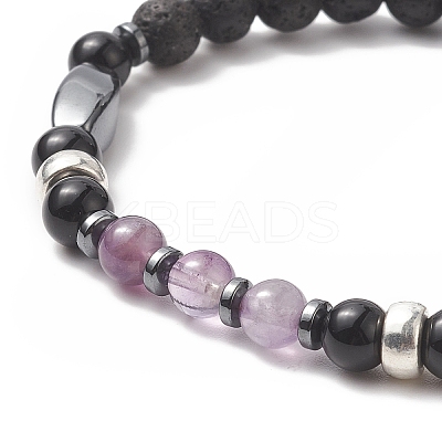 7Pcs 7 Style Natural & Synthetic Mixed Gemstone & Alloy Beaded Stretch Bracelets Set for Women BJEW-JB09235-1
