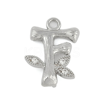 Brass Crystal Rhinestone Letter Links Connector Charms KK-S395-06P-F-1