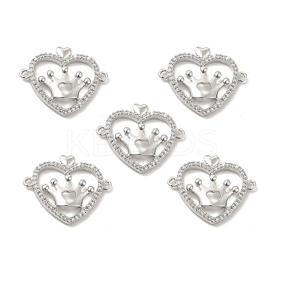 Brass Micro Pave Clear Cubic Zirconia Connector Charms KK-E068-VB044-1
