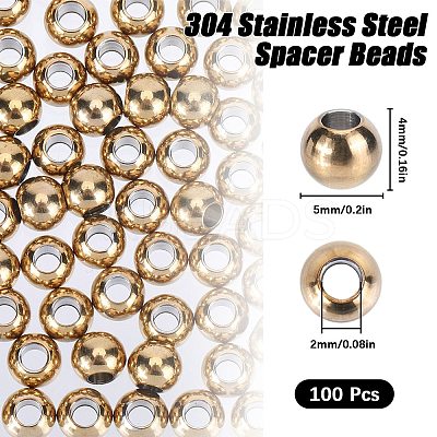 100Pcs Ion Plating(IP) 202 Stainless Steel Rondelle Spacer Beads STAS-SC0006-90-1